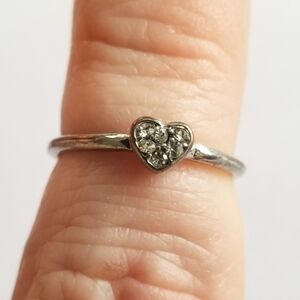Heart ring silver tone metal size 4.5
